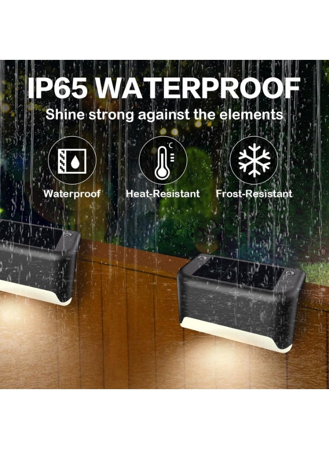 VIUAUAX عبوة من 4 مصابيح سطحية تعمل بالطاقة الشمسية للاستخدام الخارجي، مصابيح سلالم تعمل بالطاقة الشمسية ومقاومة للماء بتقنية LED للسلالم الخارجية والدرجات والأسوار والساحات والفناء والممرات (أبيض دافئ) - Image 2